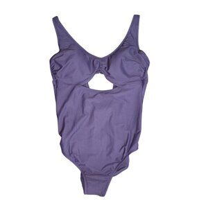NWT SHADE & SHORE Swimsuit Size Large Solid All Purple Womens Cut Out One‎ Piece